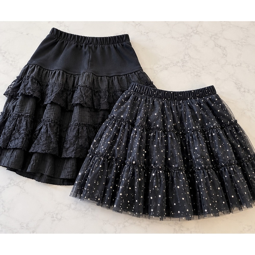 VARIOUS Girls Kids Sz 10-12 Skirts Lot Of 2 Black Halloween Spooky Costume Party
